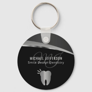 Monogram Dentist Kantoor - zwart en zilver grijs Sleutelhanger