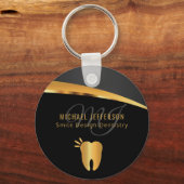 Monogram Dentist Kantoor - Zwarte en Gold Sleutelh Sleutelhanger (Achterkant)