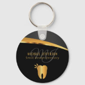 Monogram Dentist Kantoor - Zwarte en Gold Sleutelh Sleutelhanger (Achterkant)