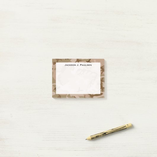 Monogram Desert Beige Bruin Groene Camo Camouflage Post-it® Notes (Op bureau)