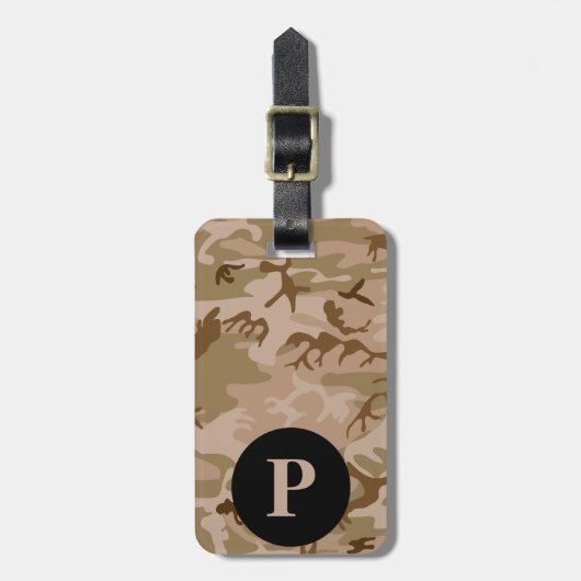 Monogram Desert Militaire Camo Camouflage Cirkel Bagagelabel (Voorkant verticaal)