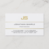 Monogram Design Trendy Plain Modern Gold Striped Visitekaartje (Achterkant)