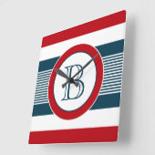 Monogram design vierkante klok (Hoek)