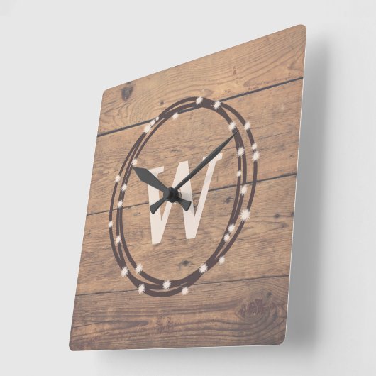 Monogram design vierkante klok (Hoek)