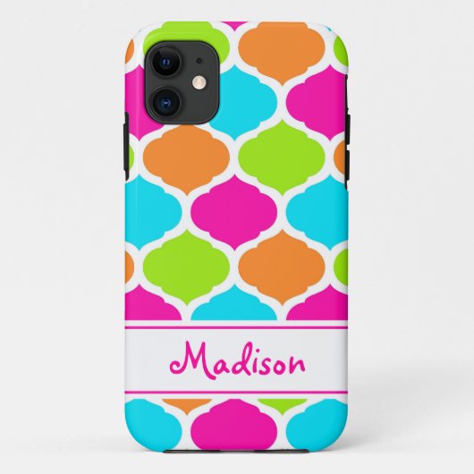 Monogram Designer Quatrefoil Lattice Patroon Case-Mate iPhone Case (Achterkant)