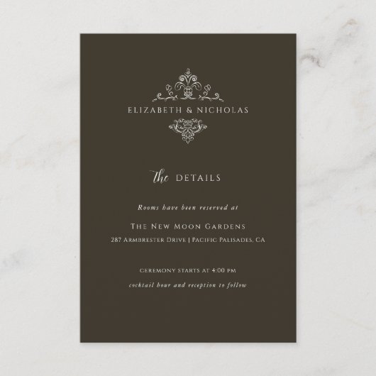  monogram | Details bruiloft gast Informatiekaartje (Voorkant)