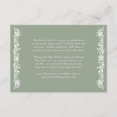 Monogram Details Elegante Sage Green Leafy Wedding Informatiekaartje (Achterkant)