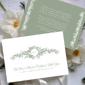 Monogram Details Elegante Sage Green Leafy Wedding Informatiekaartje