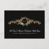 Monogram Details Zwart & Goud Botanische bruiloft Informatiekaartje (Voorkant)
