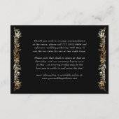 Monogram Details Zwart & Goud Botanische bruiloft Informatiekaartje (Achterkant)