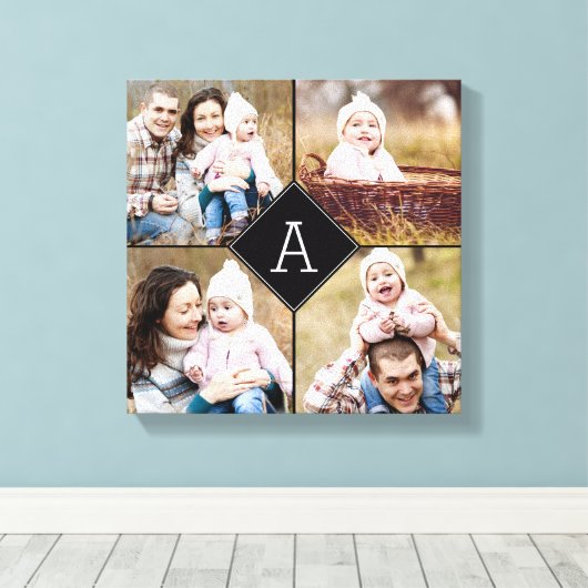 Monogram Diamant Aangepaste Fotocanvas Canvas Afdruk (Insitu (Houten vloer))
