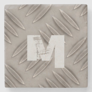 Monogram Diamond Grey Metal Bord Stenen Onderzetter