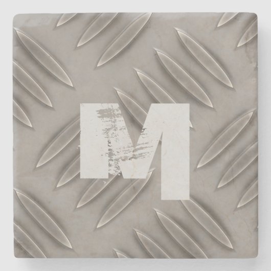 Monogram Diamond Grey Metal Bord Stenen Onderzetter (Voorkant)