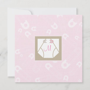 Monogram Diaper en de Uitnodiging van het Baby sho