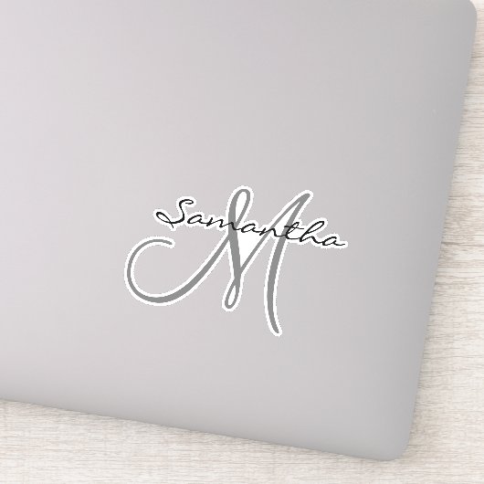 Monogram Die-Cut Aangepast Gepersonaliseerd Sticker (Detail)
