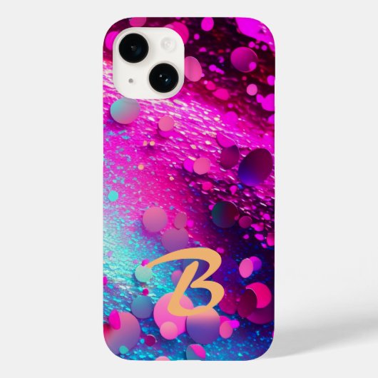 Monogram Diep Roze Holografische Glitter Case-Mate iPhone Case (Achterkant)