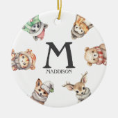 Monogram Dier Kerstboom Ornament (Voorkant)