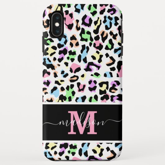 Monogram Dierenprint Leopard Girly Case-Mate iPhone Case (Achterkant)