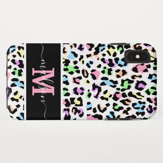 Monogram Dierenprint Leopard Girly Case-Mate iPhone Case (Achterkant (horizontaal))