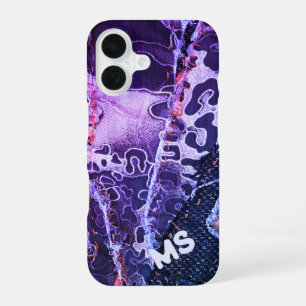 Monogram dierenprint luipaard paarse roze girly iPhone 16 hoesje