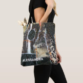 Monogram dierenprint luipaardgrunge distressed tote bag (Dichtbij)