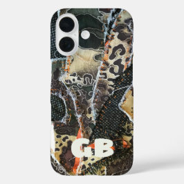 Monogram dierenprint luipaardpoten iPhone 16 hoesje