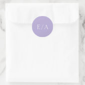 Monogram Digitale Lavendel Paarse Minimale Bruilof Ronde Sticker (Tas)