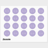 Monogram Digitale Lavendel Paarse Minimale Bruilof Ronde Sticker (Vel)