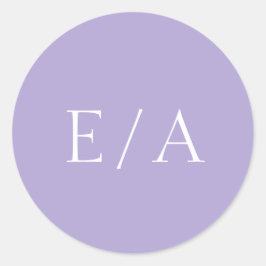 Monogram Digitale Lavendel Paarse Minimale Bruilof Ronde Sticker