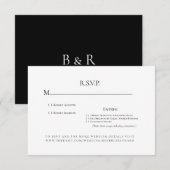 Monogram Diner Opties Zwart & Wit Trouwen RSVP Kaartje (Voorkant / Achterkant)
