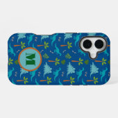 Monogram Dinosaurus iPhone / iPad hoesje iPhone 16 Hoesje (Achterkant horizontaal)