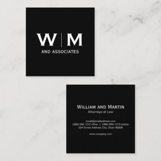 Monogram | Directeur Vierkante Visitekaartje (Voorkant / Achterkant)