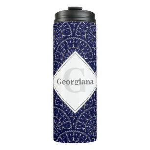 Monogram Ditsy Winter Snow Angels Sneeuwmannen Art Thermosbeker