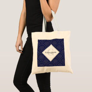 Monogram Ditsy Winter Snow Angels Sneeuwmannen Art Tote Bag