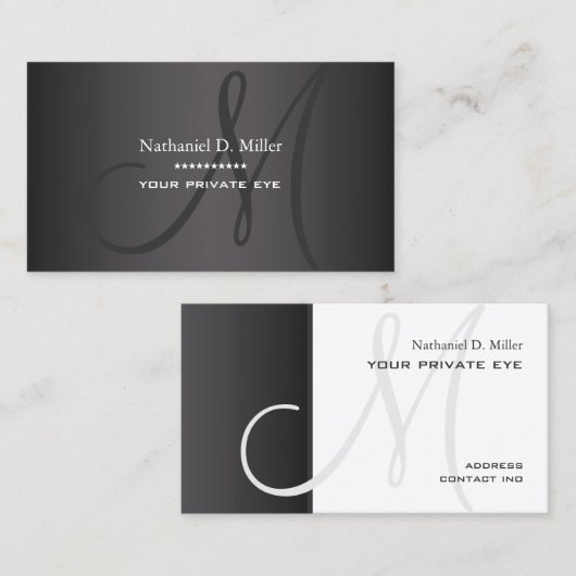 Monogram DIY gerookte as Visitekaartje (Voorkant / Achterkant)