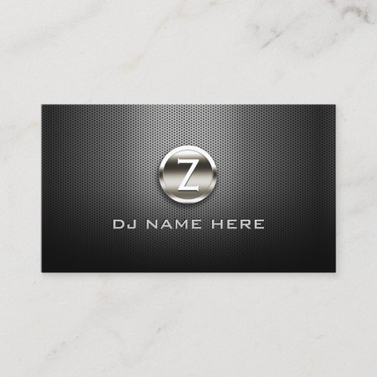 Monogram DJ Professional Steel Metallic Visitekaartje (Voorkant)