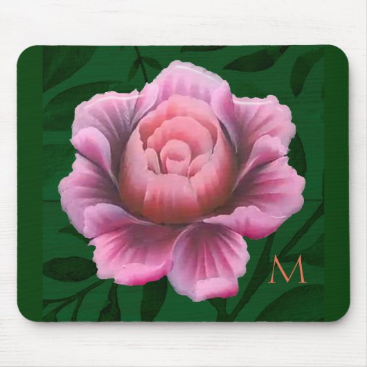 Monogram DK Groene Roze Bloem Muismat (Voorkant)