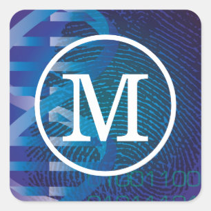 Monogram DNA-vingerafdruk Wetenschap Vierkante Sticker