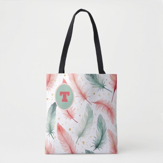 Monogram Doezelontwerp in Rood, Groen & Goud Tote Bag (Voorkant)