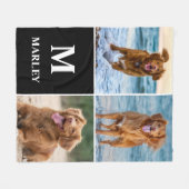 Monogram Dog Lover Photo Collage Pet Fleece Deken (Voorkant (Horizontaal))