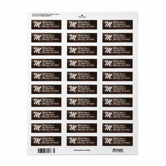 Monogram Donker bakstenen muur retour label (Full Sheet)