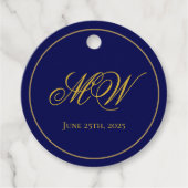 Monogram Donker Blauw en Goud bruiloft Dank u Bedankjes Labels (Voorkant)