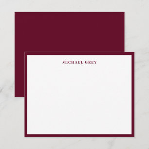 Monogram donker burgundy elegante rand notitiekaartje