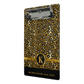 Monogram Donker goud en zwart luipspatroon Mini Klembord (Angled2)