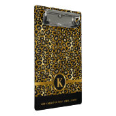 Monogram Donker goud en zwart luipspatroon Mini Klembord (Schuin)
