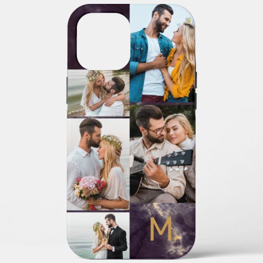 Monogram donker marmer 5 fotocollage Case-Mate iPhone case (Achterkant)