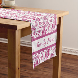 Monogram Donker Roze Paisley Patroon Korte Tafelloper