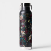 Monogram donker turquoise rode bloem waterfles (Voorkant)