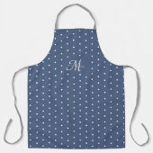 Monogram Donkerblauw Grijs Wit Polka Dots Chic Schort (Voorkant)