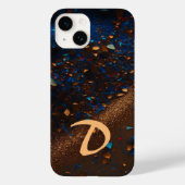 Monogram Donkerblauw Sandy Brown Case-Mate iPhone Case (Achterkant)